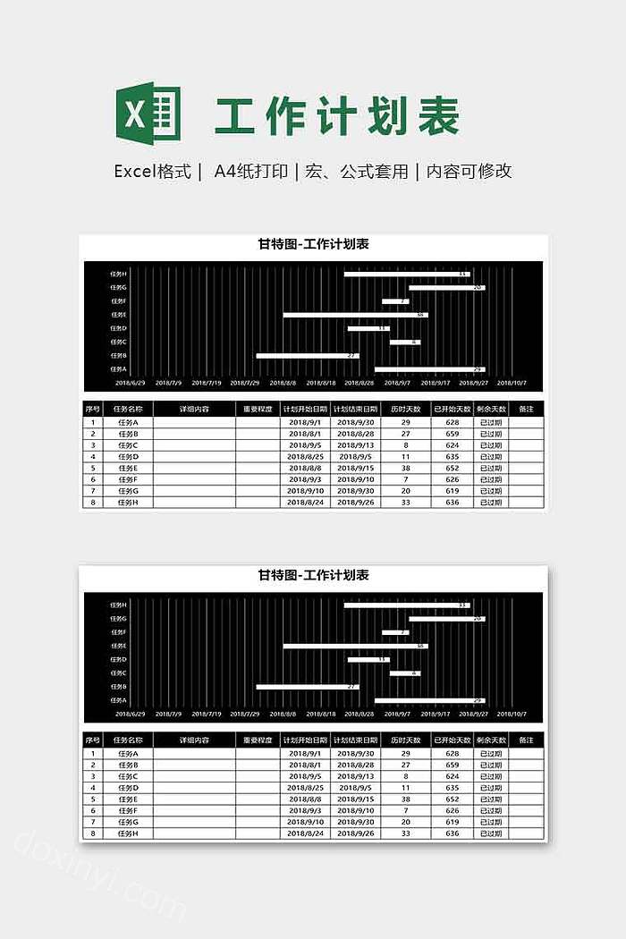 甘特图工作计划表