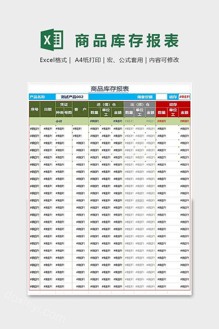 简单实用商品库存报表