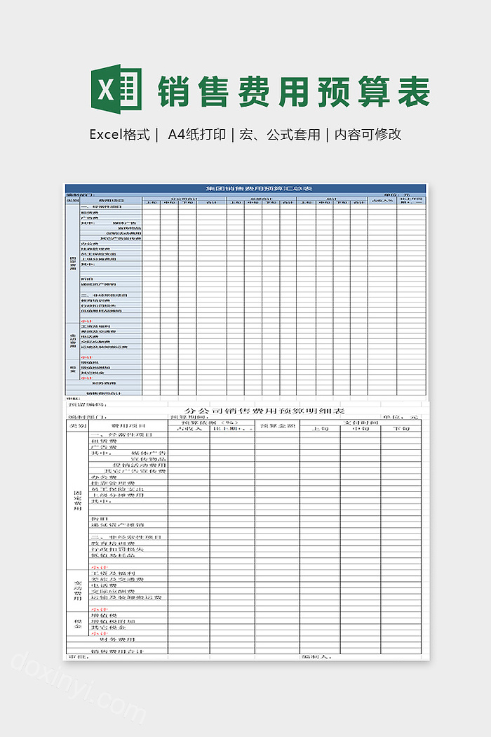 销售费用预算表