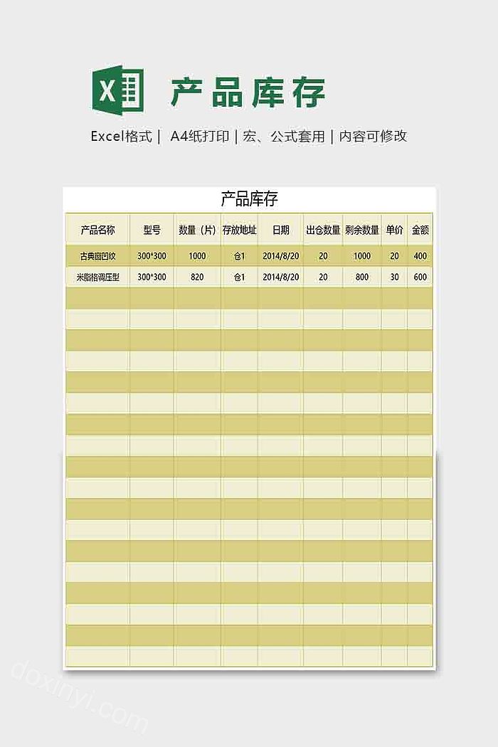 产品库存统计表