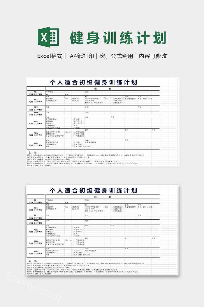 个人适合初级健身训练计划