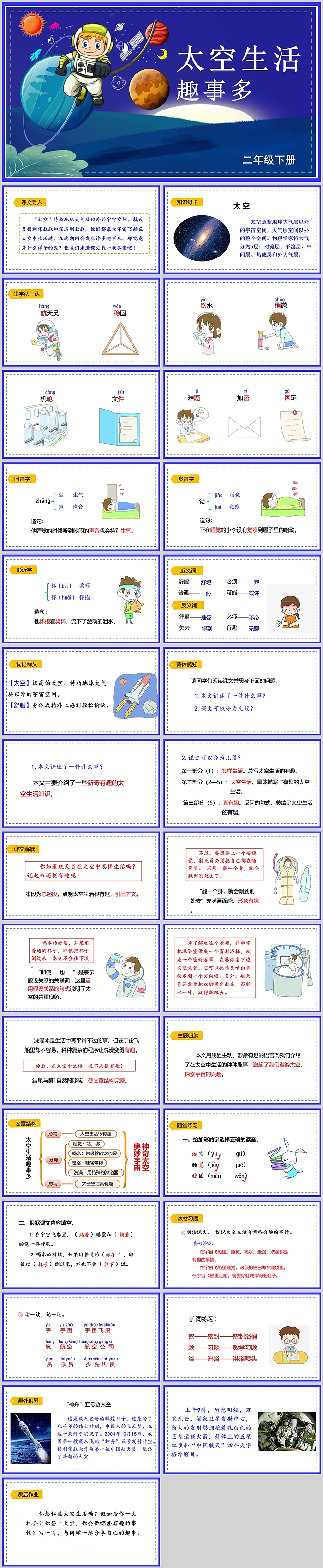 人教版小学二年级语文太空生活趣事多PPT课件