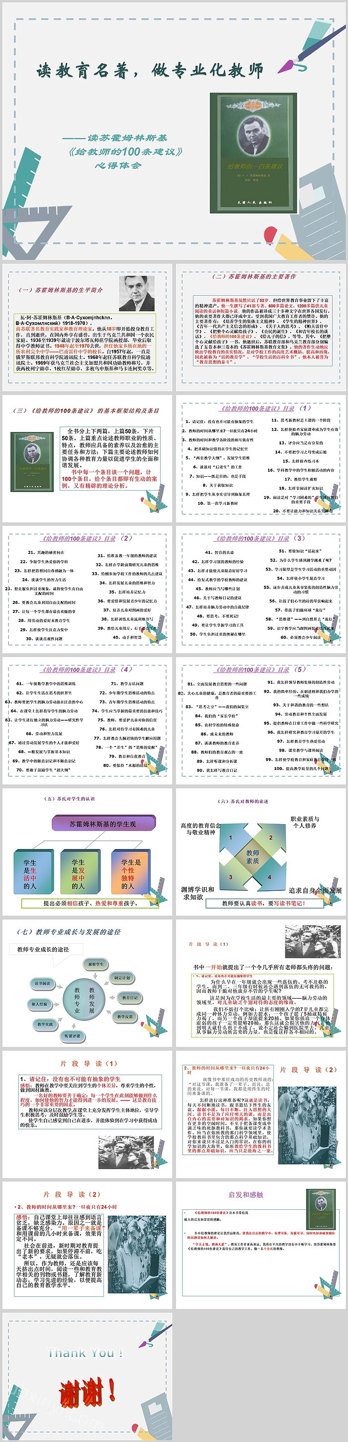 给教师的100条建议心得体会PPT模板