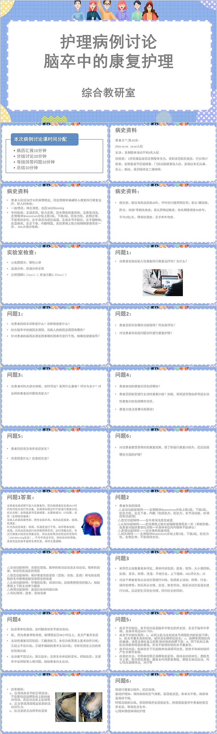 简单实用护理病例讨论脑卒中的康复护理PPT
