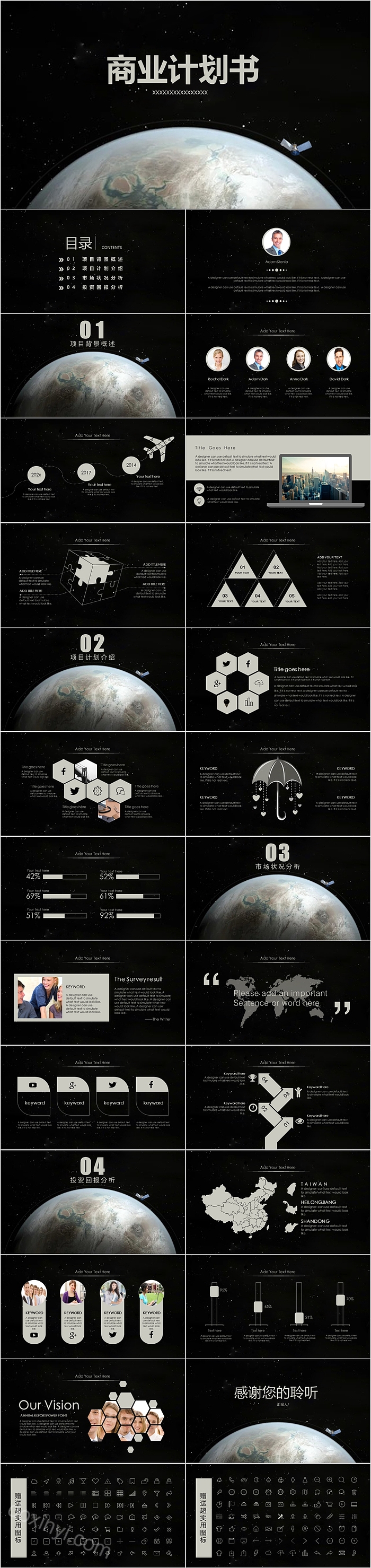 黑色星球商业计划书ppt模板