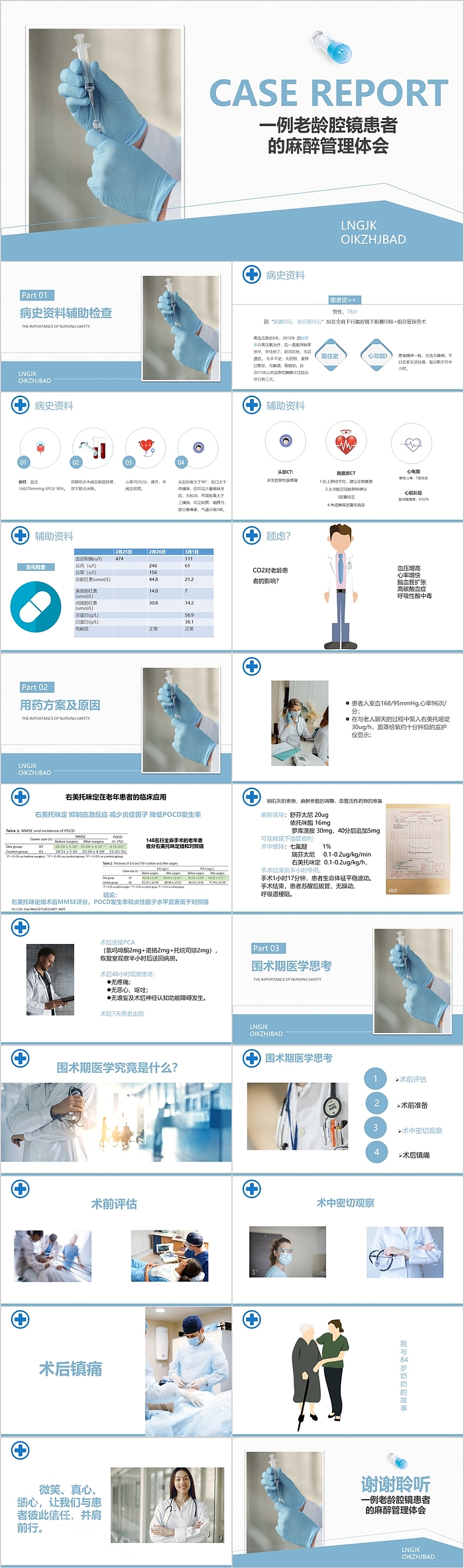 简约风一例老龄腔镜患者的麻醉管理体会PPT模板