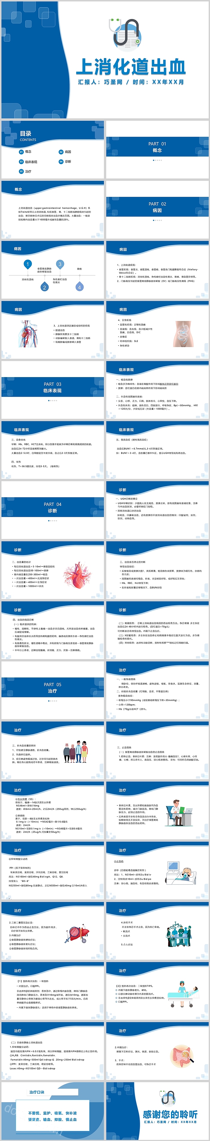 蓝色内容型上消化道出血护理PPT课件