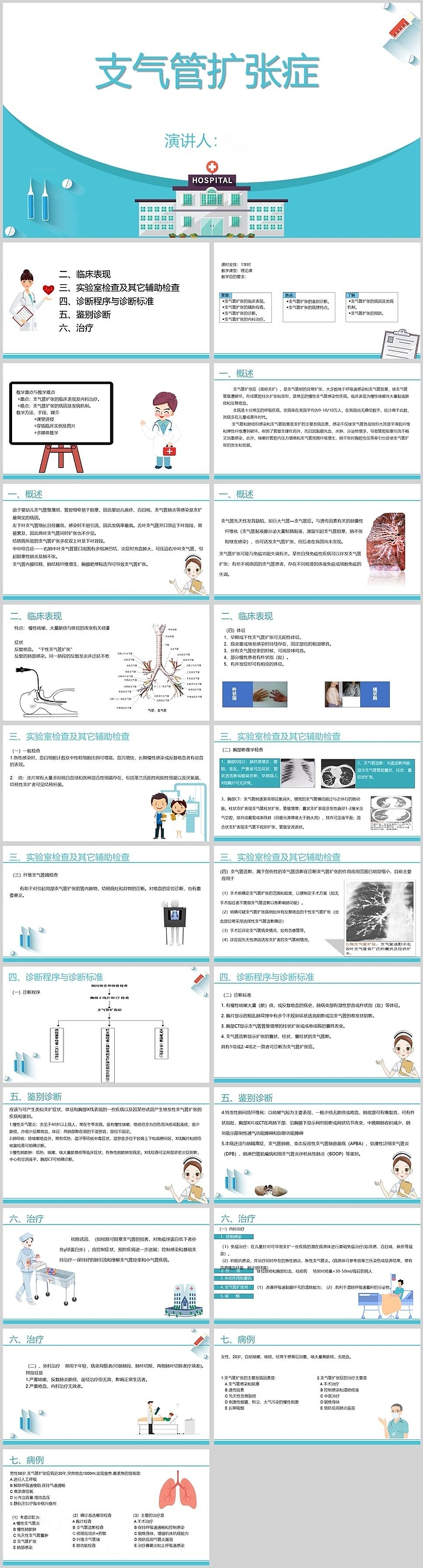 蓝色精美内容型支气管扩张症护理查房PPT课件