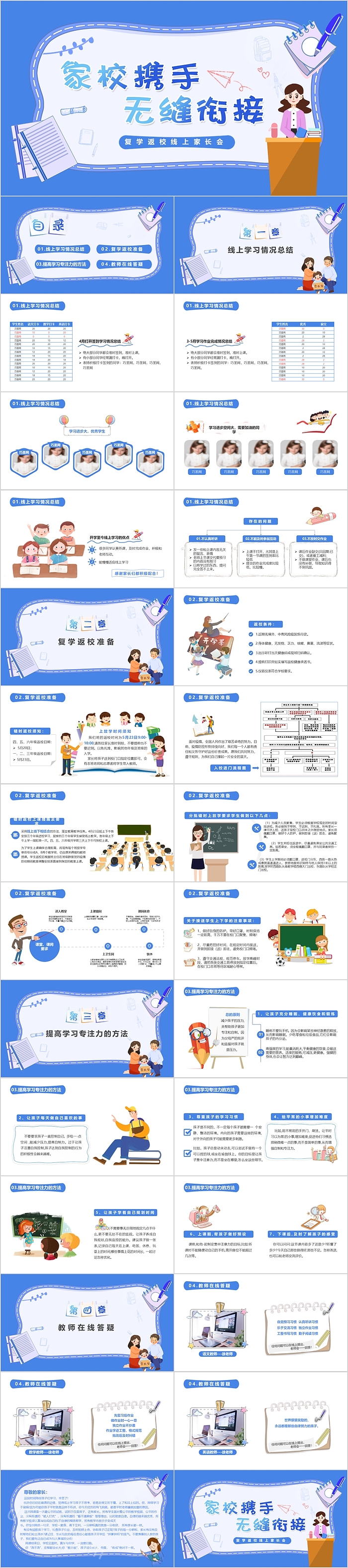 复学返校线上家长会通用ppt课件