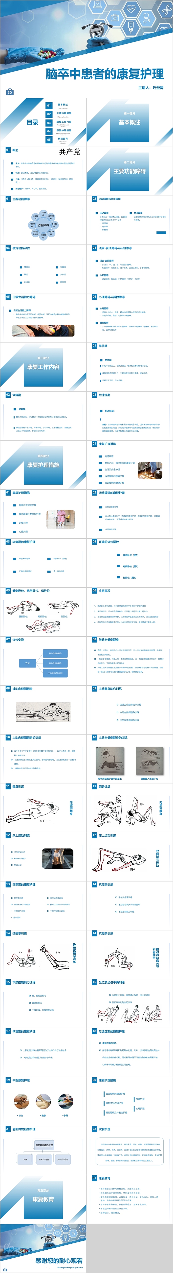 化学风创意脑卒中患者的康复护理PPT模板