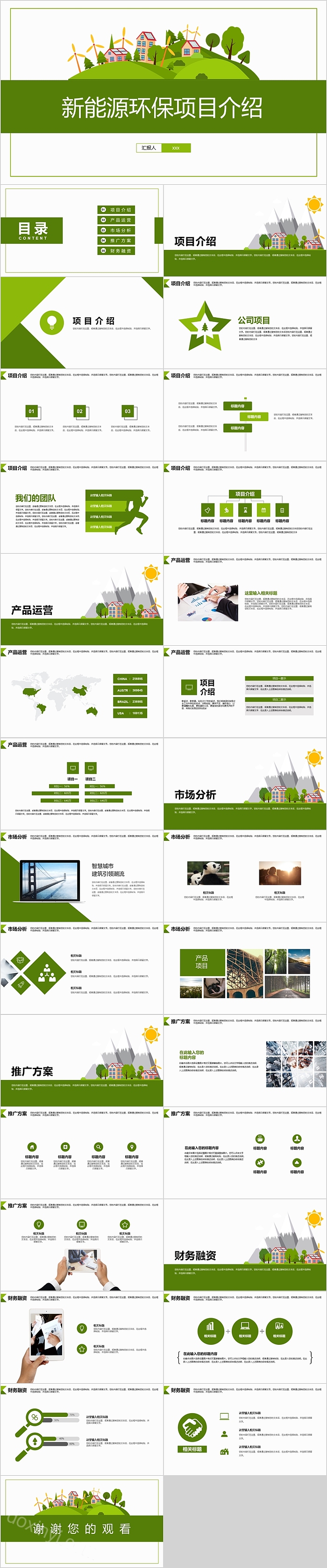 绿色大气新能源环保项目介绍ppt模板