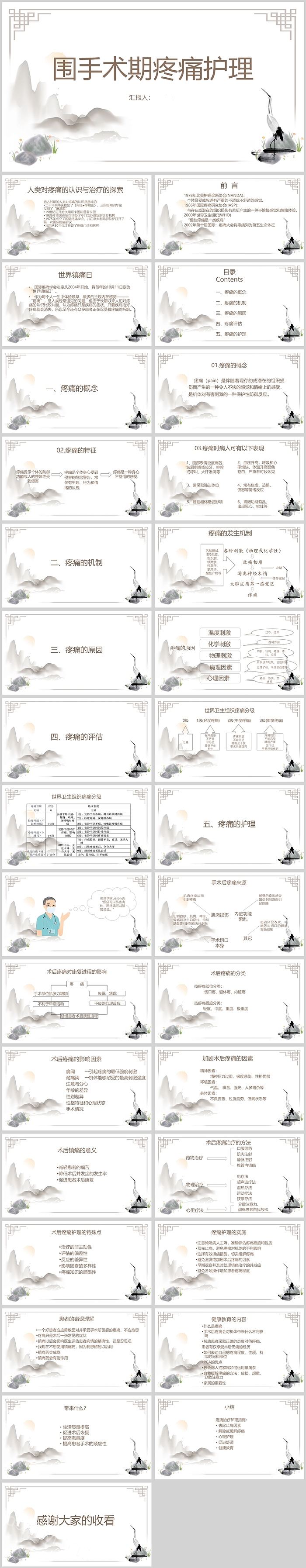 水墨风围手术期疼痛护理查房PPT课件