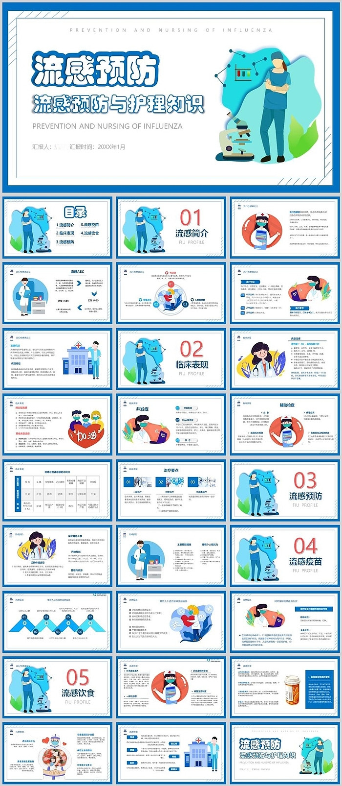 精美卡通流感预防与护理知识PPT课件