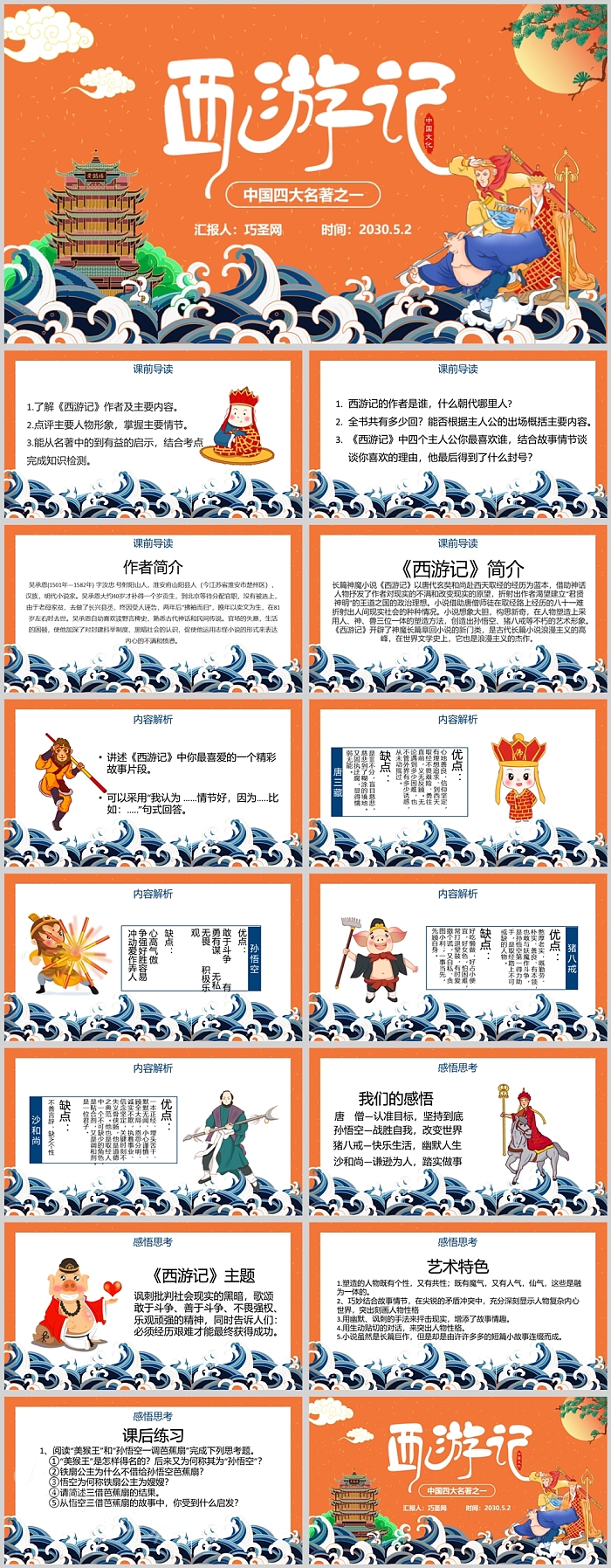 中国文化四大名著西游记读书PPT课件