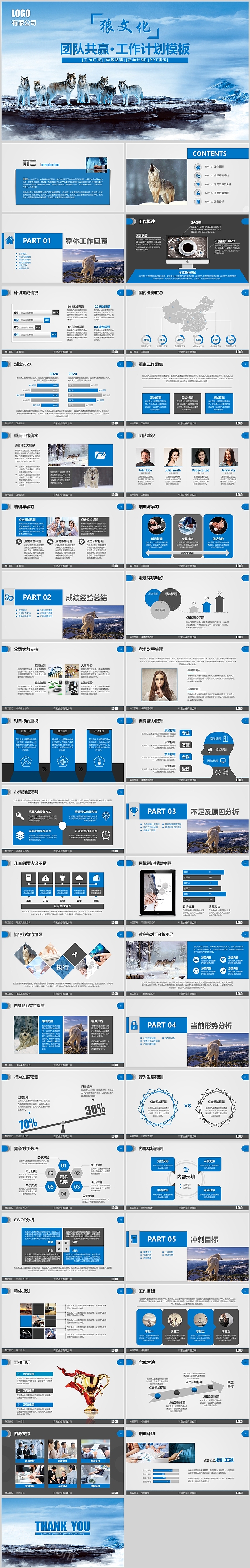 狼性文化团队共赢工作计划PPT模板
