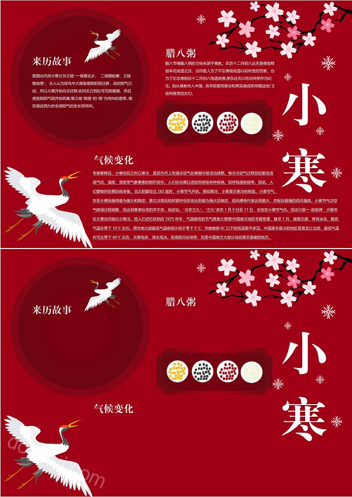 红色喜庆中国风二十四节气小寒中国传统节日学生手抄报一等奖