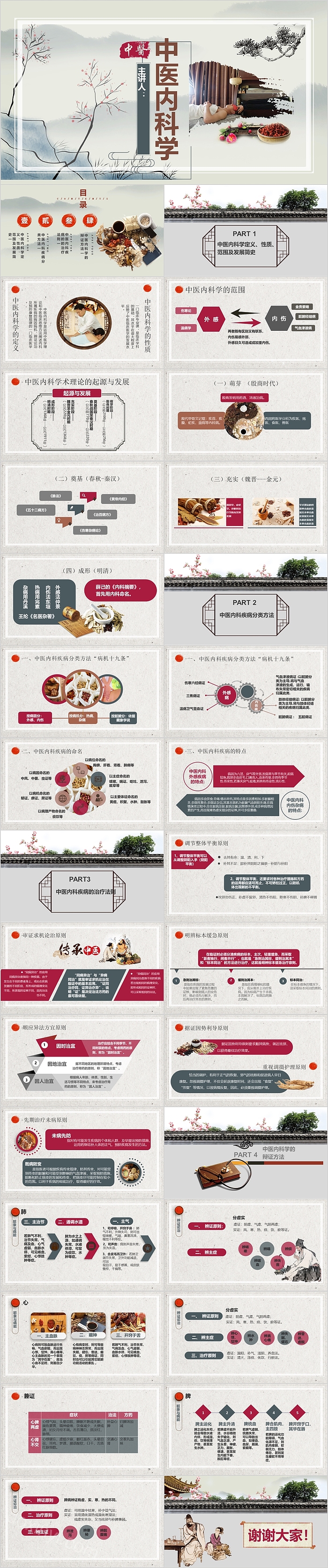 中国风中医文化内科学模板