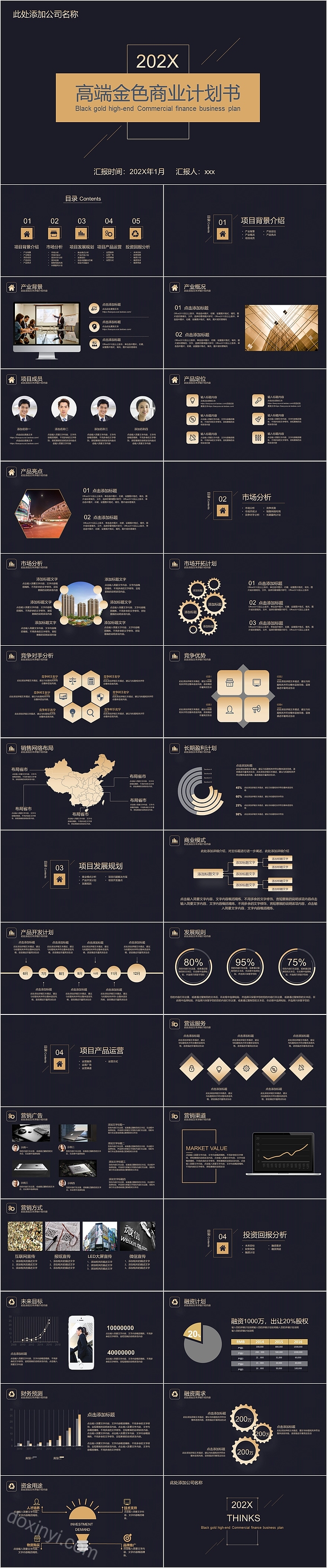 高端金色商业计划书模板