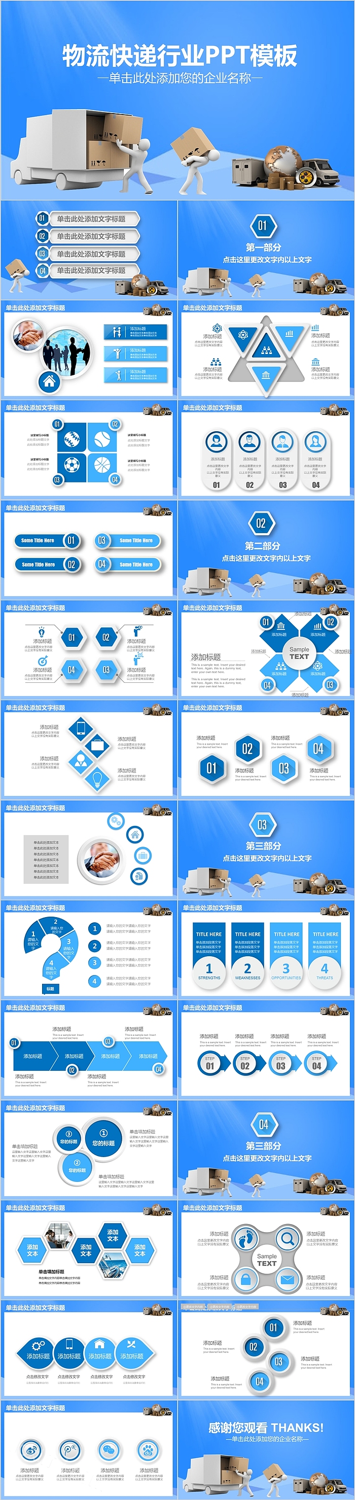 快递物流行业商务总结汇报PPT模板