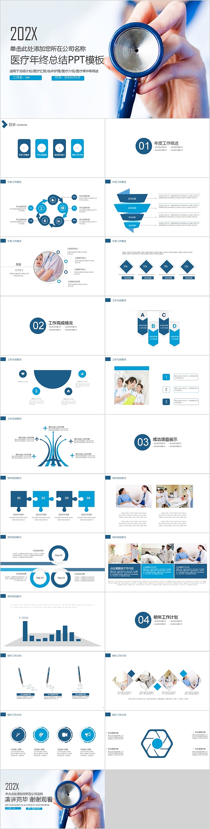 202X医疗年终总结PPT模板