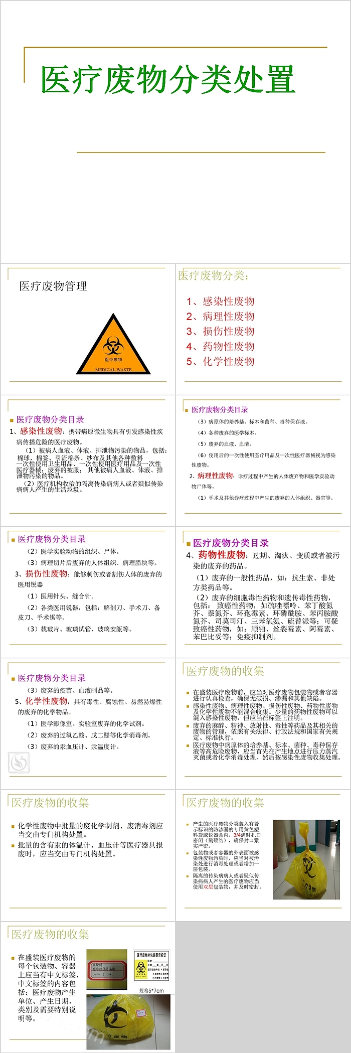 简约医疗废物分类处置PPT模板