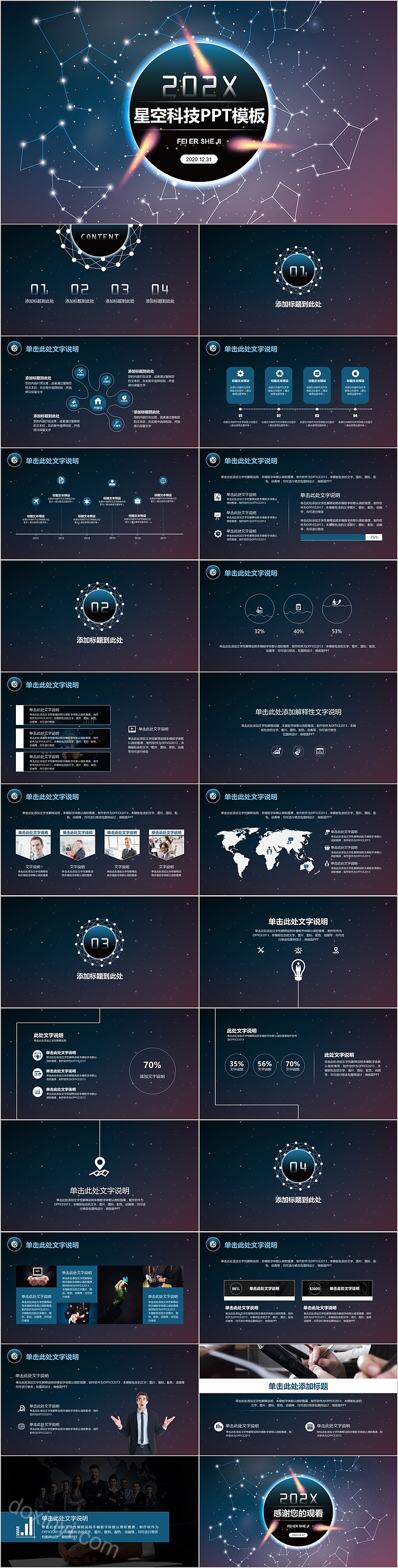 创意科幻星空科技通用PPT模板