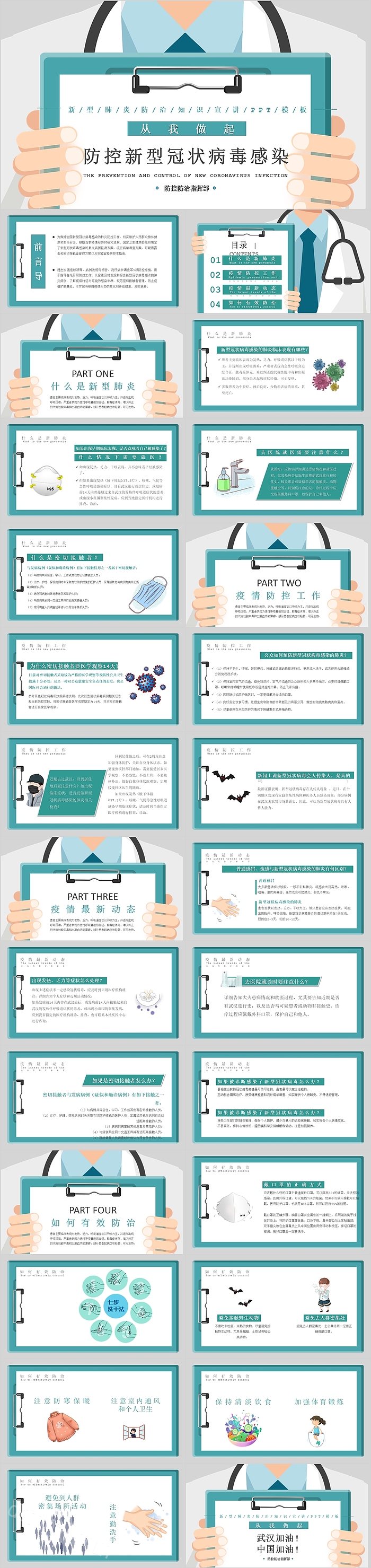 简约创意防控新型冠状病毒感染PPT