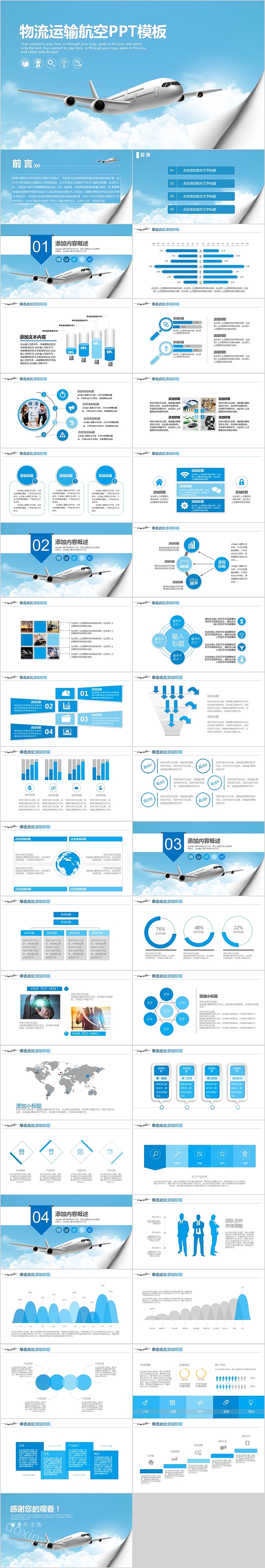 物流运输航空总结汇报PPT模板