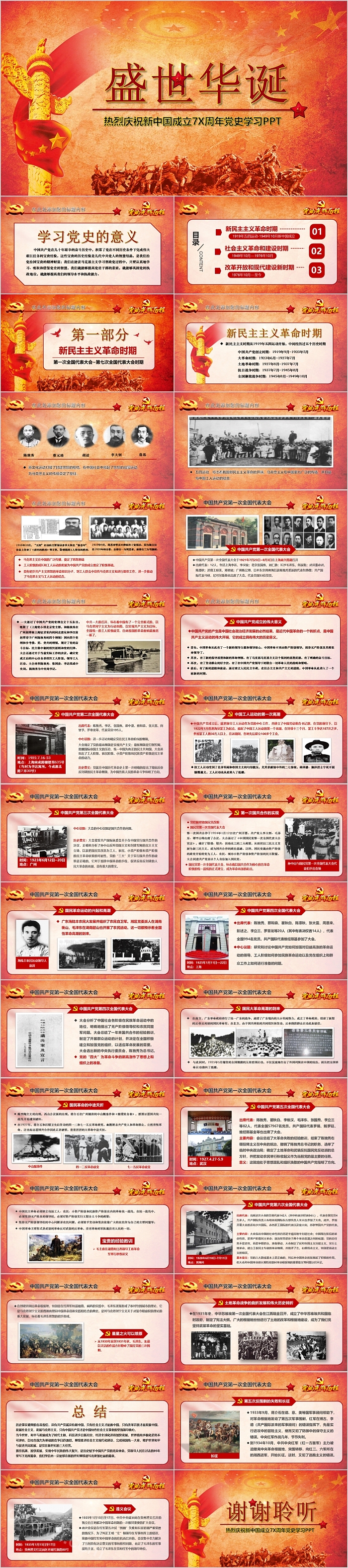 盛世华诞 热烈庆祝新中国成立7X周年党史学习PPT