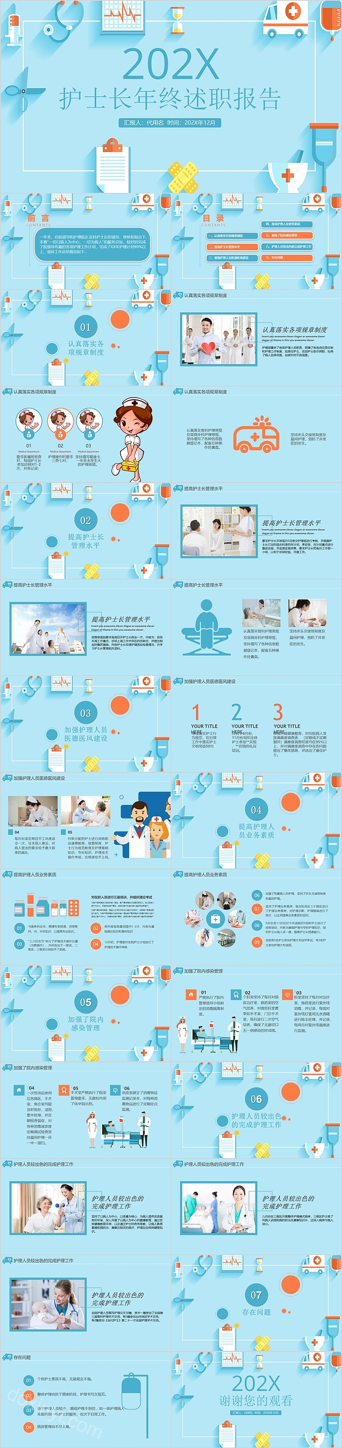 清新简约护士长年终述职报告PPT