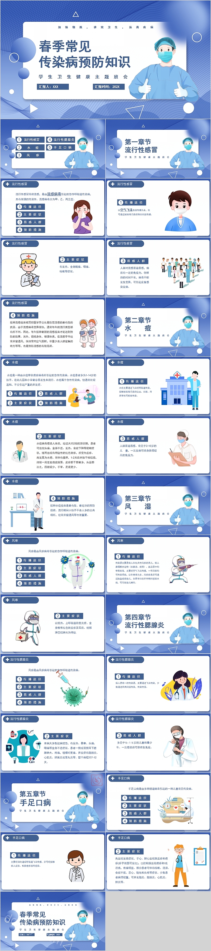 春季常见传染病预防知识学生卫生健康主题班会PPT模板