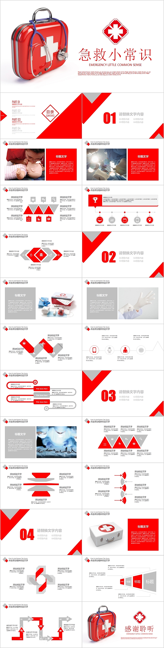 简约清新急救小常识医疗培训课件PPT