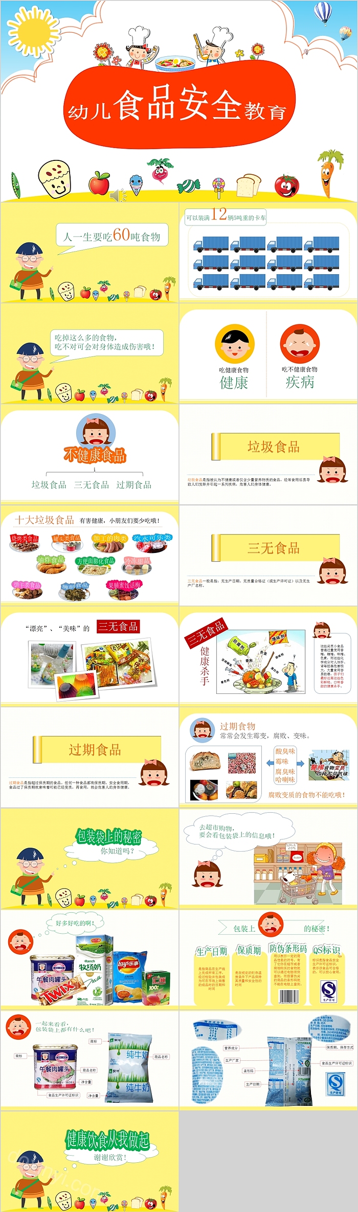 卡通清新幼儿食品安全教育PPT