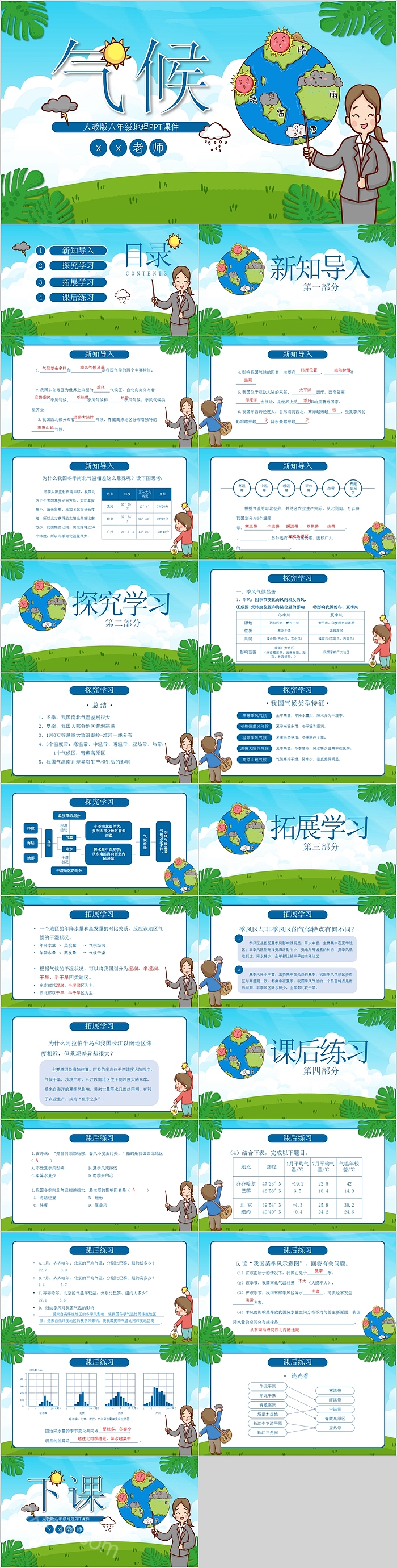 人教版八年级地理课件气候PPT模板