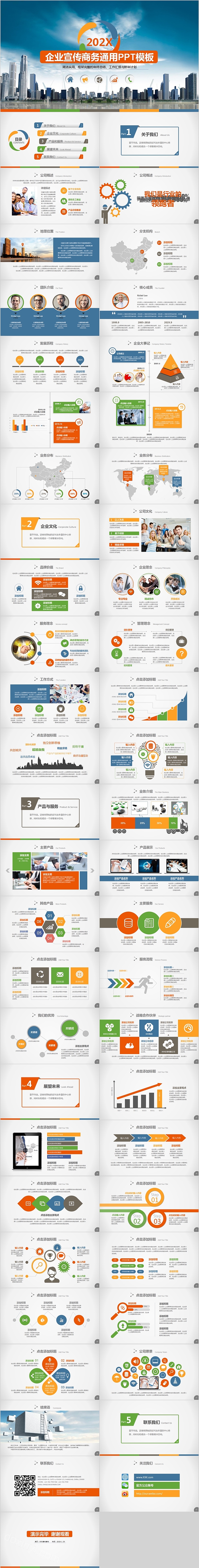 框架完整企业宣传商务通用PPT模板