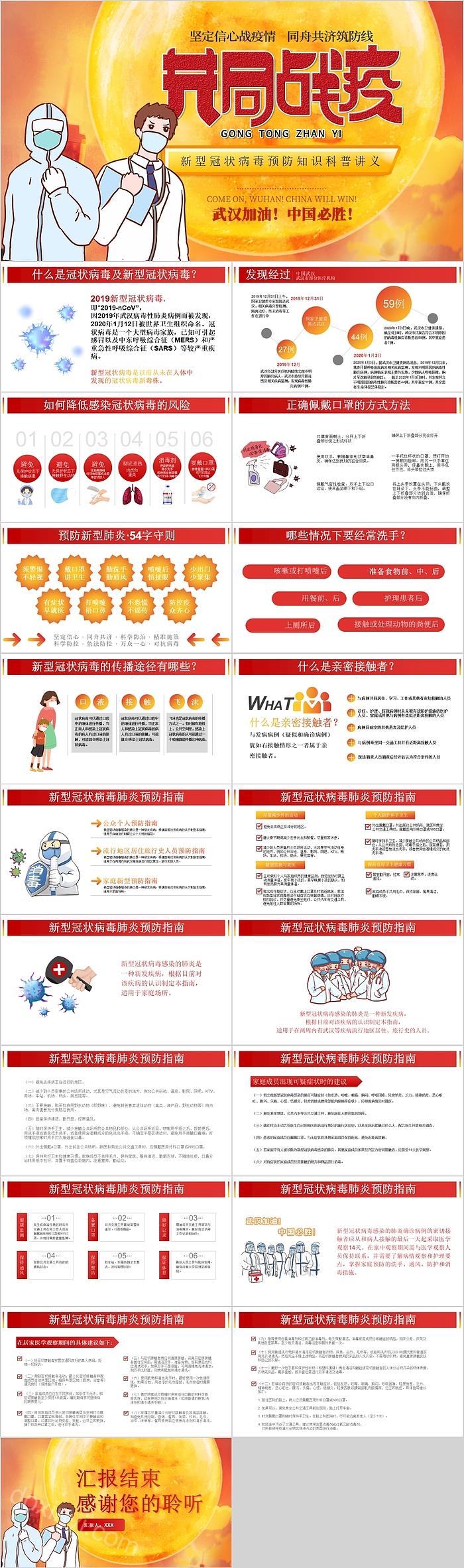 新型冠状病毒预防知识科普讲义PPT