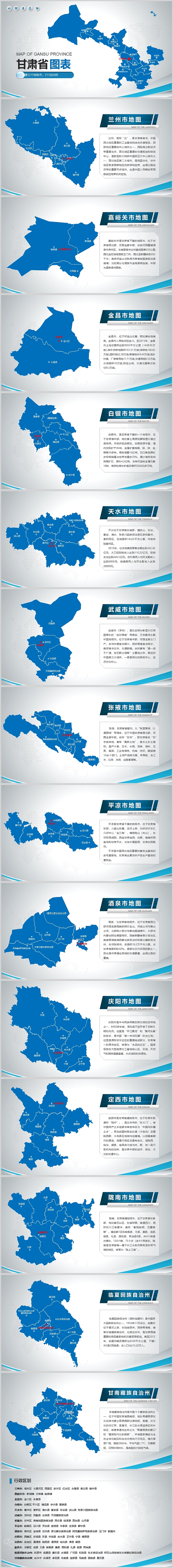 中国地图甘肃省地图图表ppt