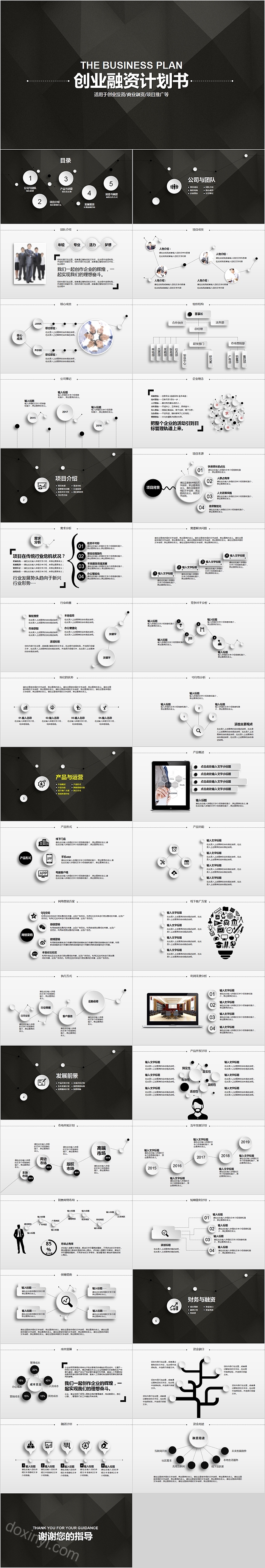 黑色大气创业融资计划书PPT模板