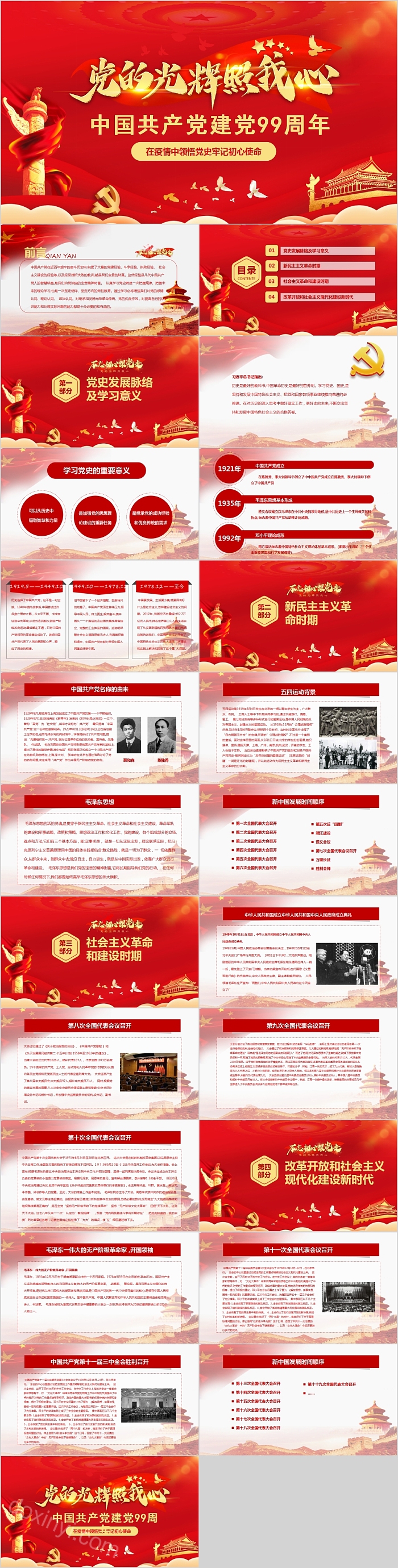 中国共产党建党99周年在疫情中领悟党史牢记初心使命PPT模板