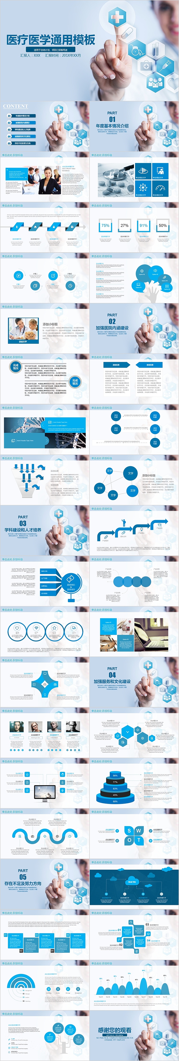 医疗医学总结计划通用PPT模板
