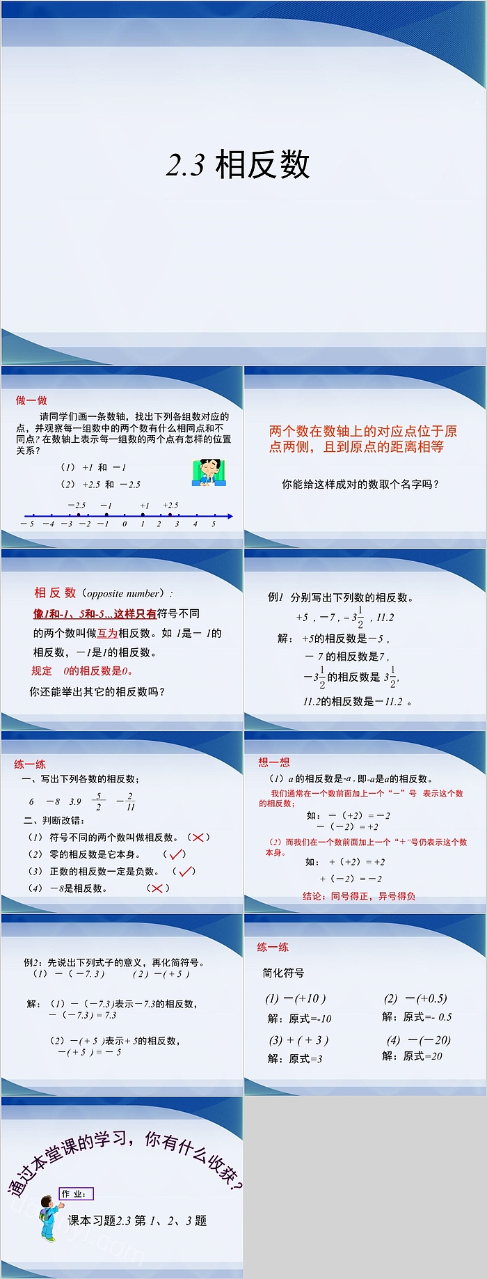 简约完美七年级数学相反数PPT精品课件