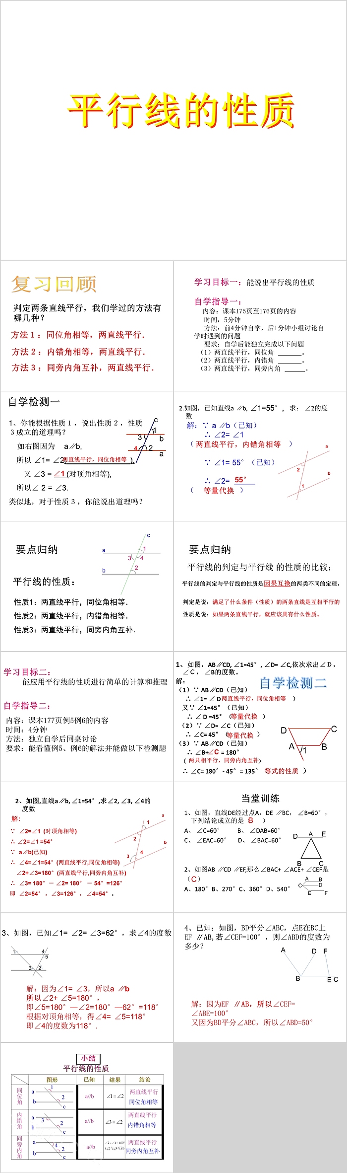 初中数学平行线的性质PPT