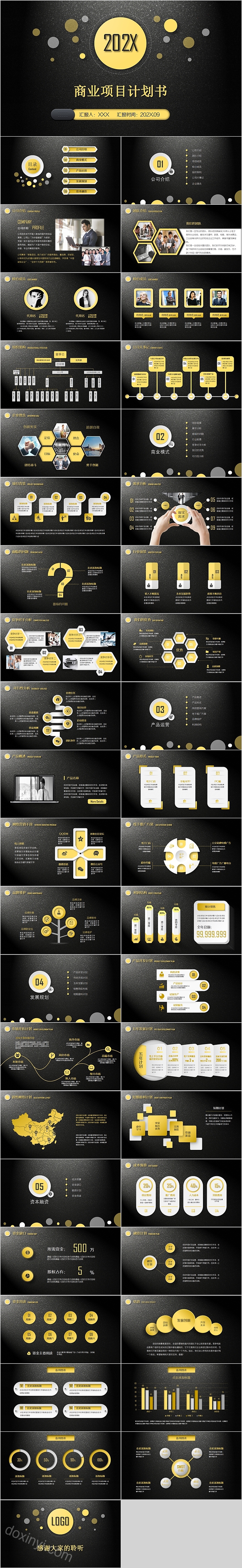 商务大气金色商业项目计划书PPT模板
