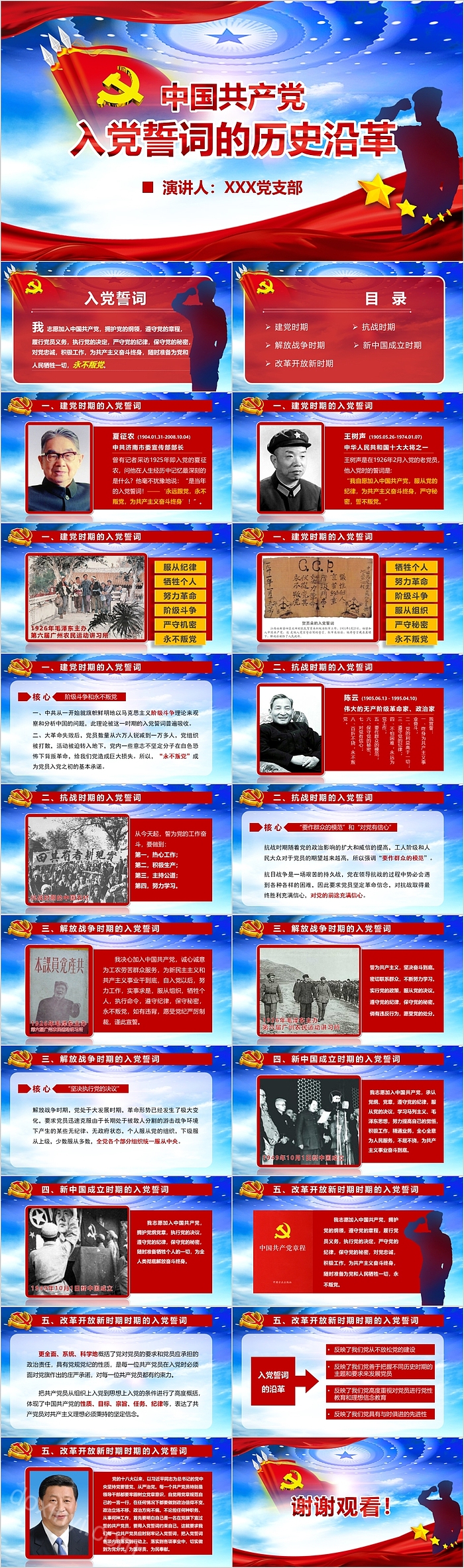 完整中国共产党入党誓词的历史沿革党课PPT