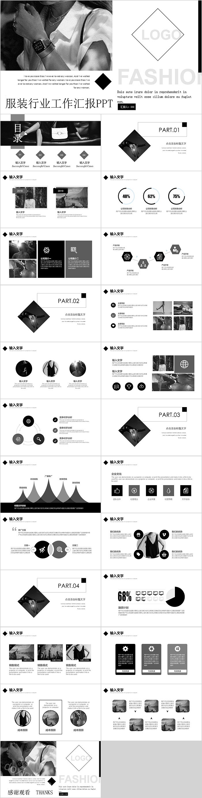 极简风服装行业工作汇报PPT