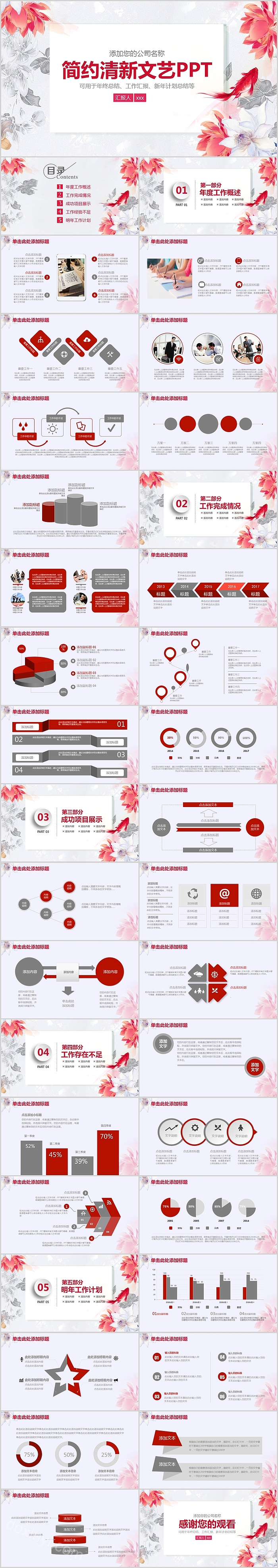 简约清新文艺新年计划总结PPT