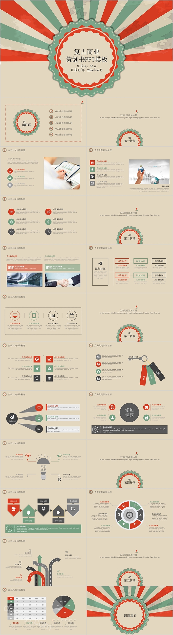 复古商业策划书PPT模板