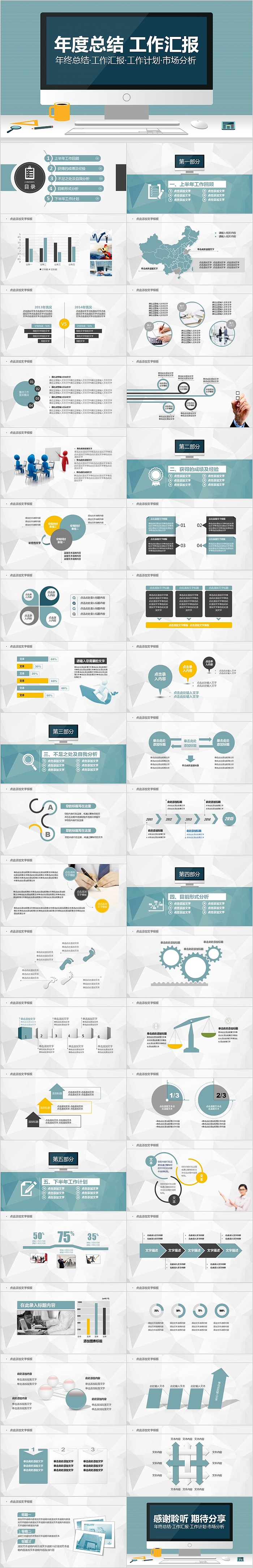 年度总结工作汇报PPT 模板