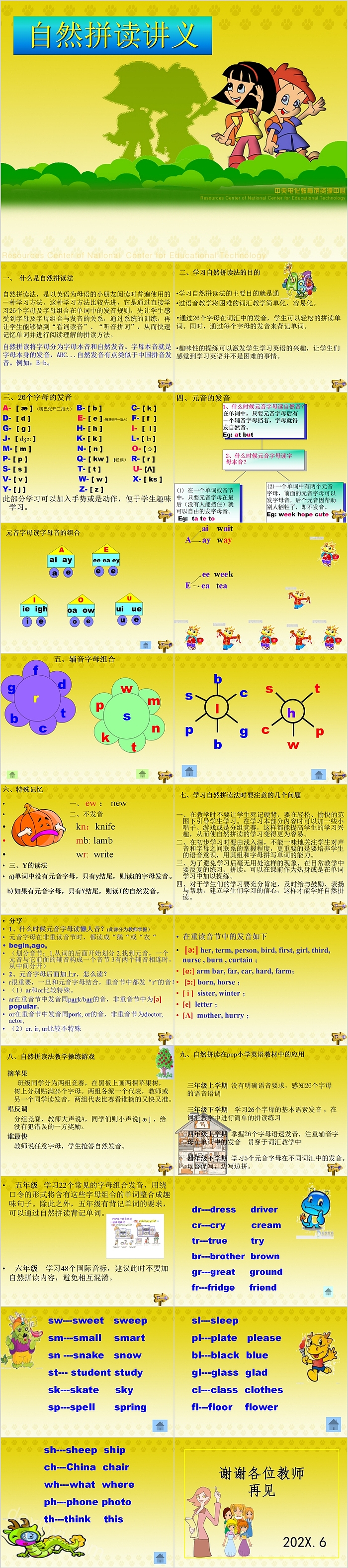 简约清新自然拼读讲义课件