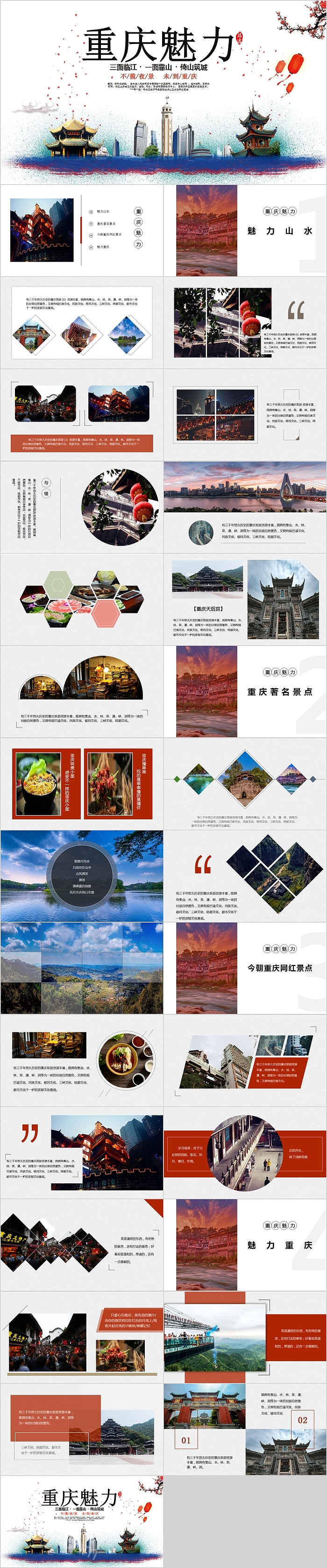 重庆印象重庆魅力景点介绍策划PPT模板